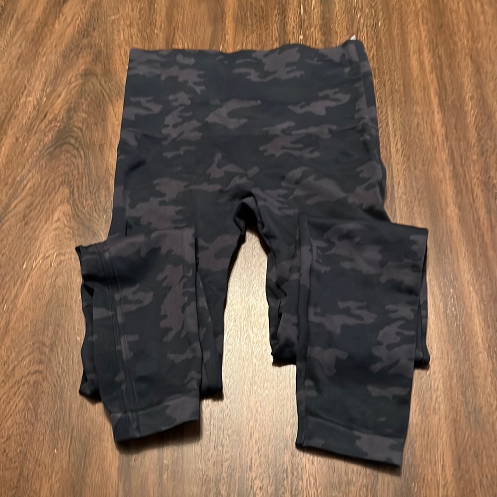 Spanx, black camo athletic leggings